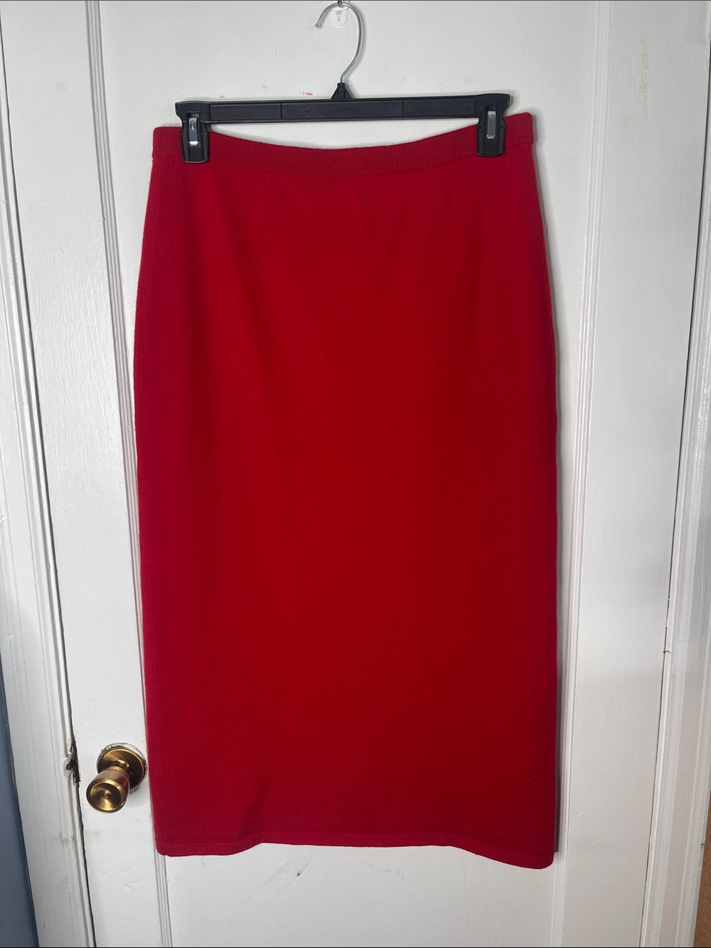 Vintage Liz Claiborne Merino Blend Skirt L Red Maxi Sweater Knit Large Wool Cozy